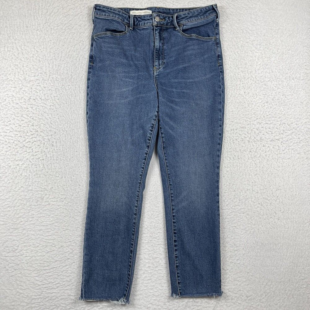Anthropologie Pilcro‎ Jeans Womens 32 Blue Denim Slim Raw Hem Cowgirl Boho Rodeo